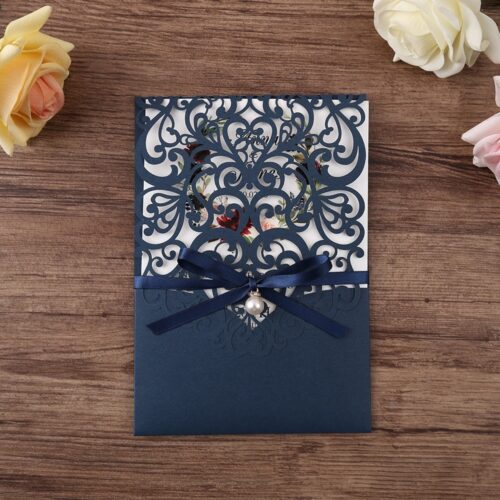 navy blue burgundy white gold co wedding card