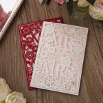 White red laser cut mr mrs wedding card