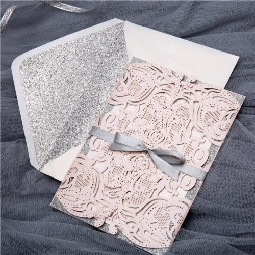 European high end pink wedding card