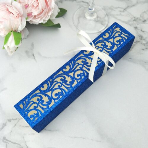 blue glitter paper exquisite laser wedding card