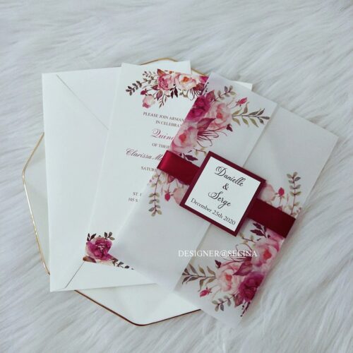 flower printed wedding card