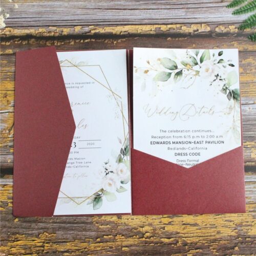 black wedding invitation card tri fold