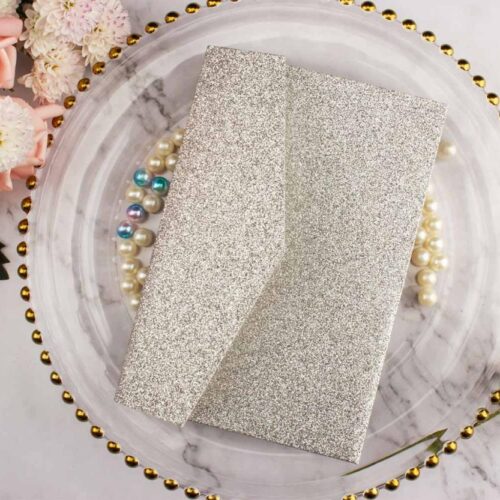 tri fold glitter pear wedding card