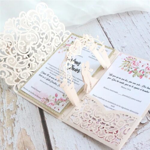 wedding invitations marriage laser cut card