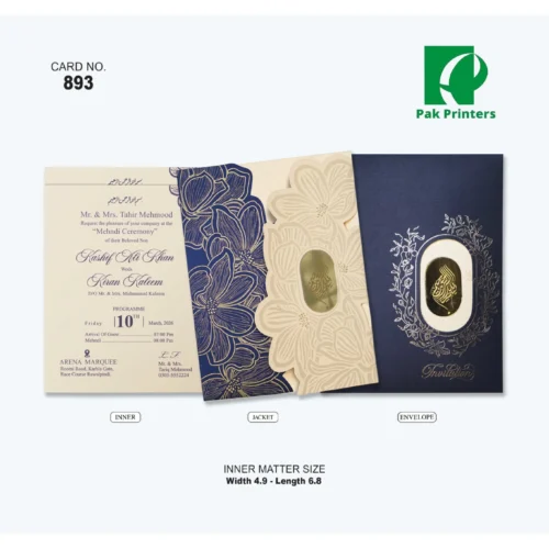 Wedding Invitation Card – Navy & Ivory Floral – Article 893