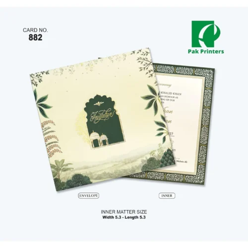 Wedding Invitation Card – Ivory Green Scenic – Article 882