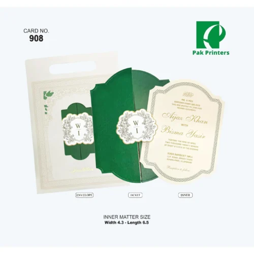 Wedding Invitation Card – Emerald Curved Jacket – Article 908