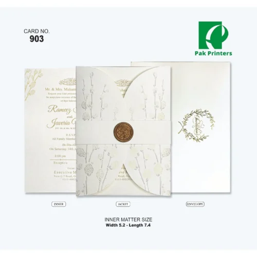 Wedding Invitation Card – Ivory Botanical Seal – Article 903
