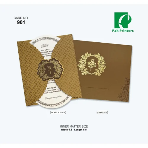 Wedding Invitation Card – Brown & Gold Geometric – Article 901